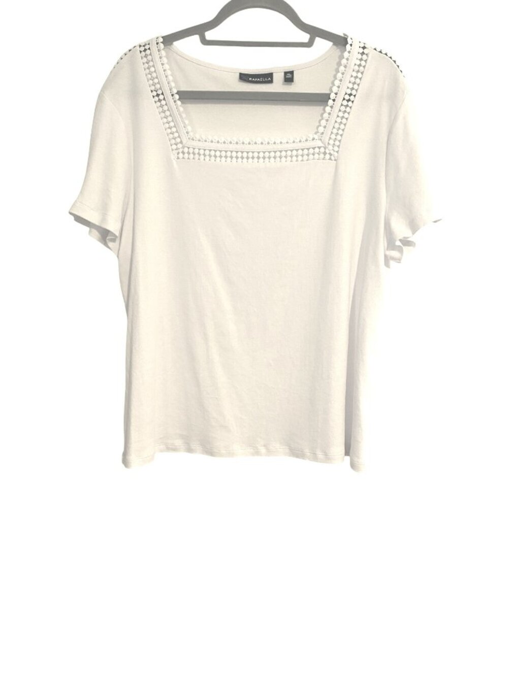 Rafaella Women's XXL White Shirt Square Neck Short Sleeve Top Casual Comfy